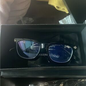 Chrome heart glasses blue tint